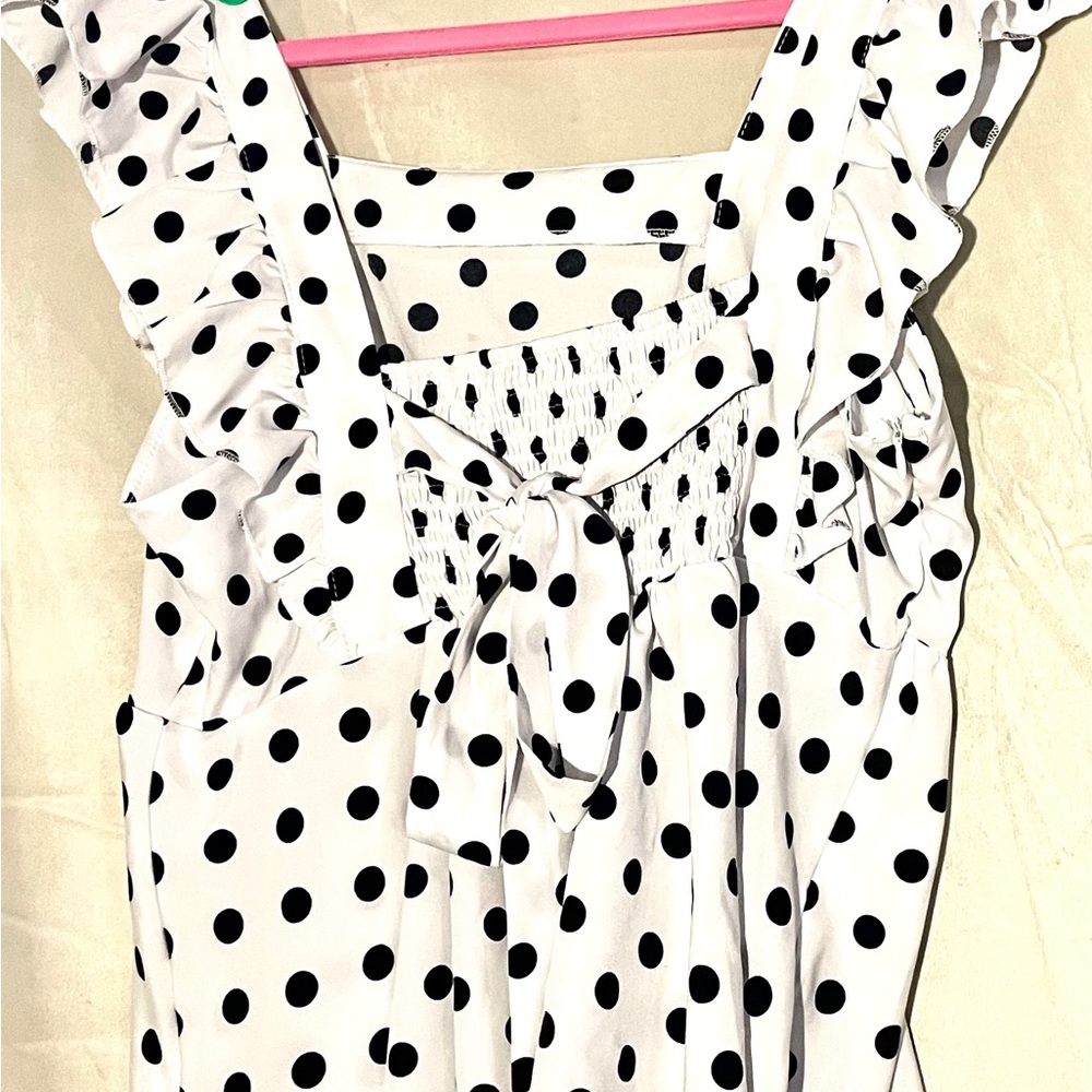 SHEIN Black and White Polka Dot Blouse